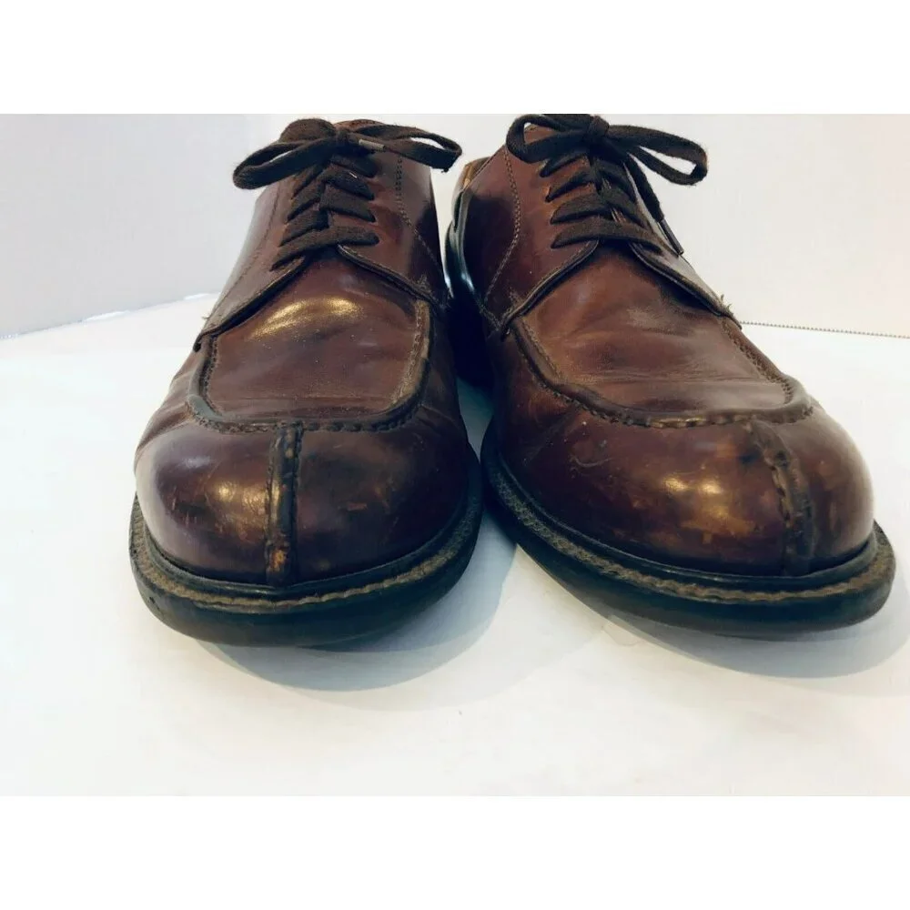 Johnston & Murphy Mens Size 10.5 Shoes Oxford Brown Lace Up Leather Italy